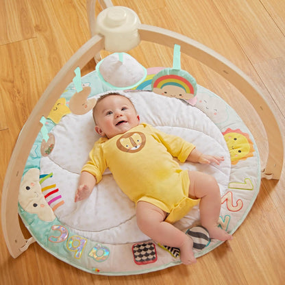 B. Toys- B Wooden Baby Soft Mat - Hanging Sensory Toys - Developmental Activities - Newborn - Sunrise to Sunset Play Gym, Multicoloured, Medium, BX2360C1Z