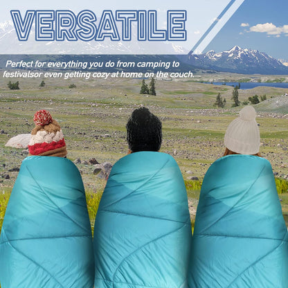 Outdoor Puffy Camping Blanket, Lightweight Down Alternative Puffy Printed Camping Large Ultra Warm Hammock Top Quilt Waterproof Blanket for Traveling Picnic Beach Party Cold Weather (Green Mountain)