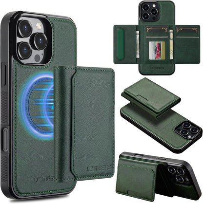 GoshukunTech for iPhone 16 Pro Wallet Case with Card Holder,for iPhone 16 Pro Magnetic Case[Detachable Card Pocket] Leather Flip Cover[Support Magsafe or Wireless Charging]-Green