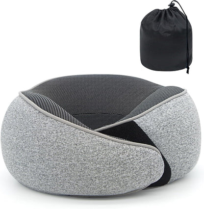 Neck Pillow Travel Head Rest, Memory Foam Comfortable & Breathable Soft U Shaped Pillows for Travel Airplane,Business Trip Neck and Shoulder Support with Luxury Bag,3D Contoured Washable Cover (Grey)