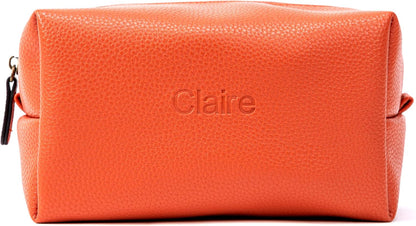 Angelina's Palace Personalized Makeup Bag,Waterproof Vegan Leather Toiletry Bag,Embossed Name Cosmetic Bag for Birthday Bridesmaids Wedding Gift