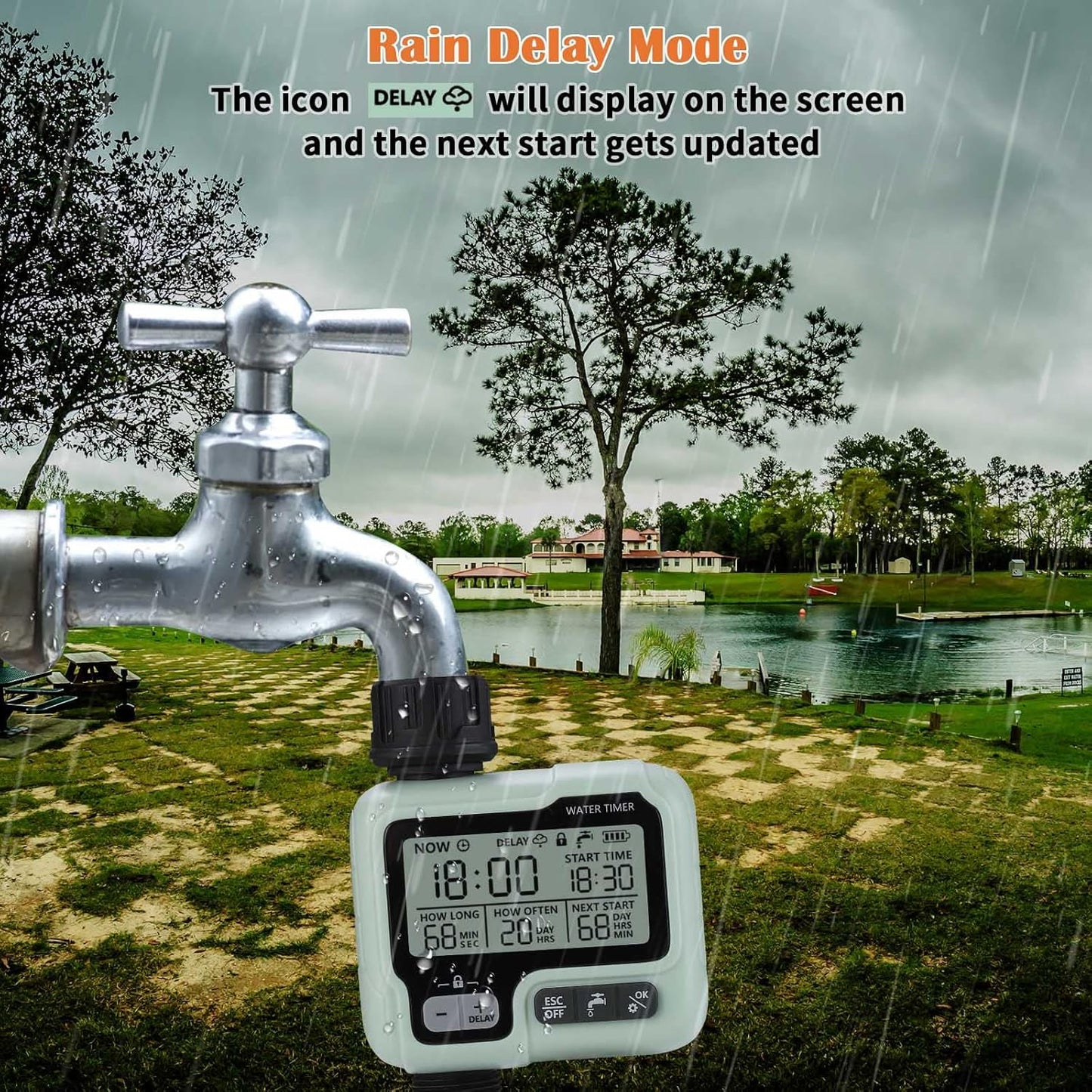 Johgee Garden Sprinkler Timer for Watering Garden Computer Watering IPX5 Automatic Water Timer Easy Control