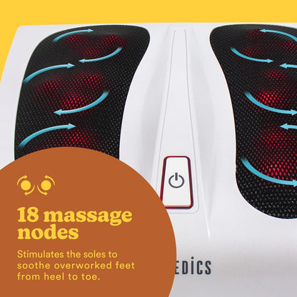 HoMedics Electric Foot Massager with Heat Function – Foot Massager, 6 Massage Heads and 18 Rotating Knots, Intense and Deep Invigorating Massage to Reduce Stress – White