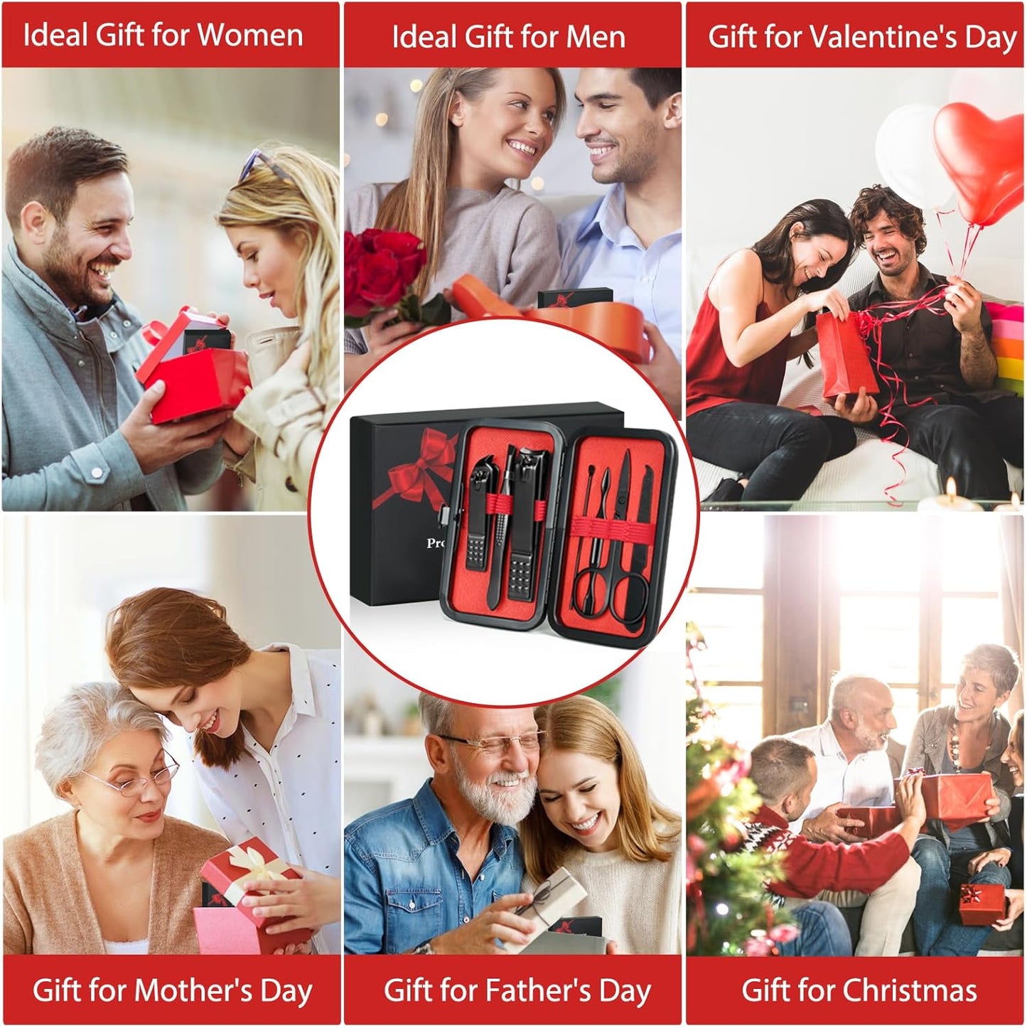 Manicure Set Men Travel Luxury Manicure 8 In 1 Stainless Steel Professional Pedicure Set Travel Grooming kit Men Husband Boyfriend Lover Parents Women Elder Patient Nail Care