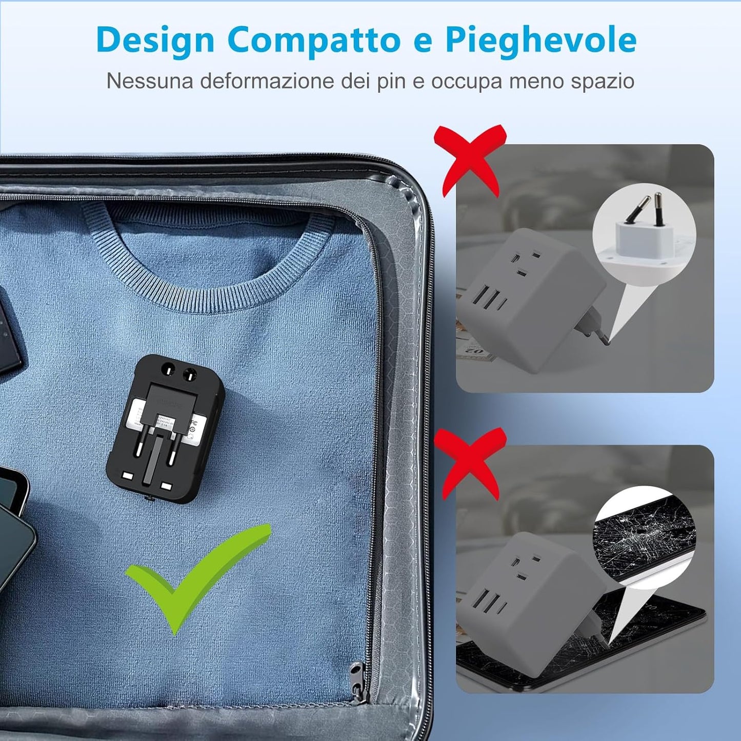 Travel Adapter, Amoner Universal Travel Adapter with 2 Ports USB Charger Suitable for More Than 180 Countries (Black)