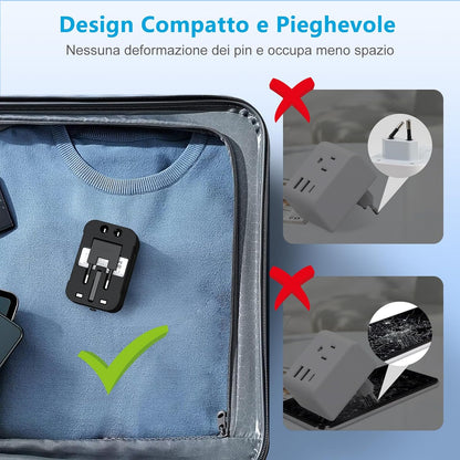 Travel Adapter, Amoner Universal Travel Adapter with 2 Ports USB Charger Suitable for More Than 180 Countries (Black)