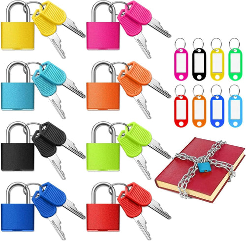 Luggage Padlocks, 8 Pairs Metal Suitcase Locks with Keys, Multicolor Mini Keyed Padlock for Luggage, Suitcase, Backpack, Laptop Bag, Gym Locker, Filing Cabinets, Toolbox (8 Colors)