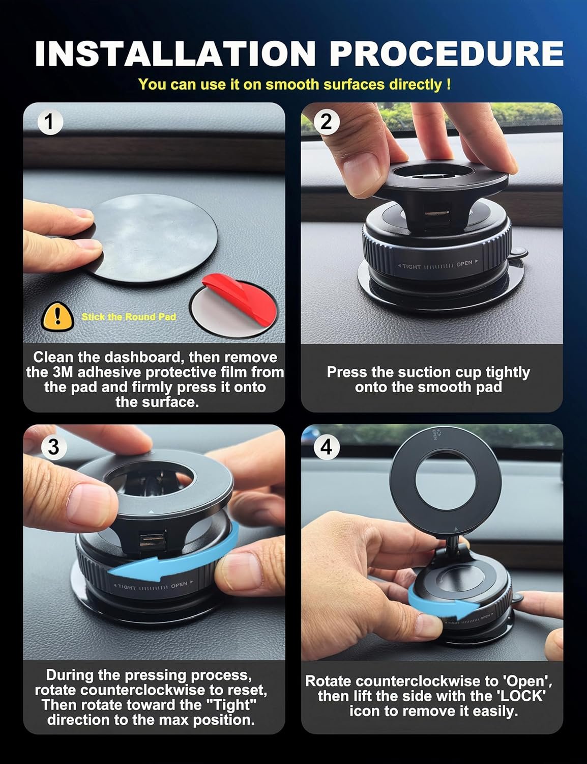 snanlen Upgraded 360° Vacuum Magnetic Phone Holder, Magnetic Car Phone Mount, Hands-Free Suction Cup Phone Holder for Car/Gym/Mirror/Shower, Car Mount Compatible with iPhone 16 Pro Max/Android