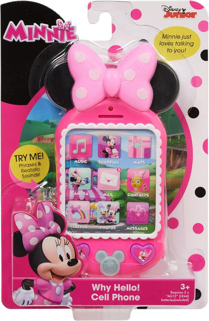 Just Play Minnie Bow-Tique Why Hello Cell Phone with Lights and Realistic Sounds for Kids, Features Minnie Mouse Phrases