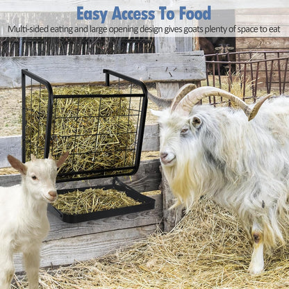 mopam Horse Hay Feeder, 23 Gallons Wall Mounted Metal Goat Hay Rack Fence Livestock Feeder for Farm Cattle Sheep Indoor Outdoor Uses 24.4''x14''x22.6''