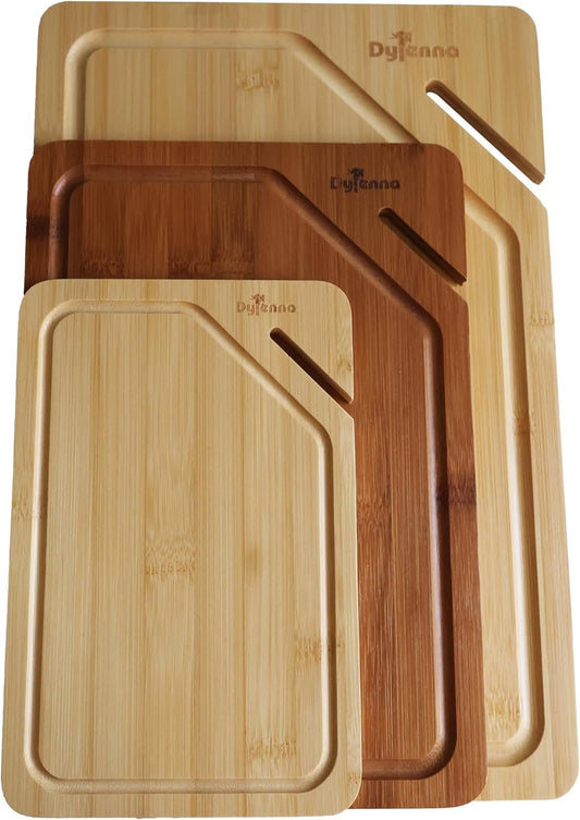 Bamboo Cutting Board Set by Dytenna – Premium Organic Bamboo Chopping Boards for Kitchen – Eco-Friendly & Durable Culinary Essentials – Includes 3 Sizes for Versatile Meal Prep