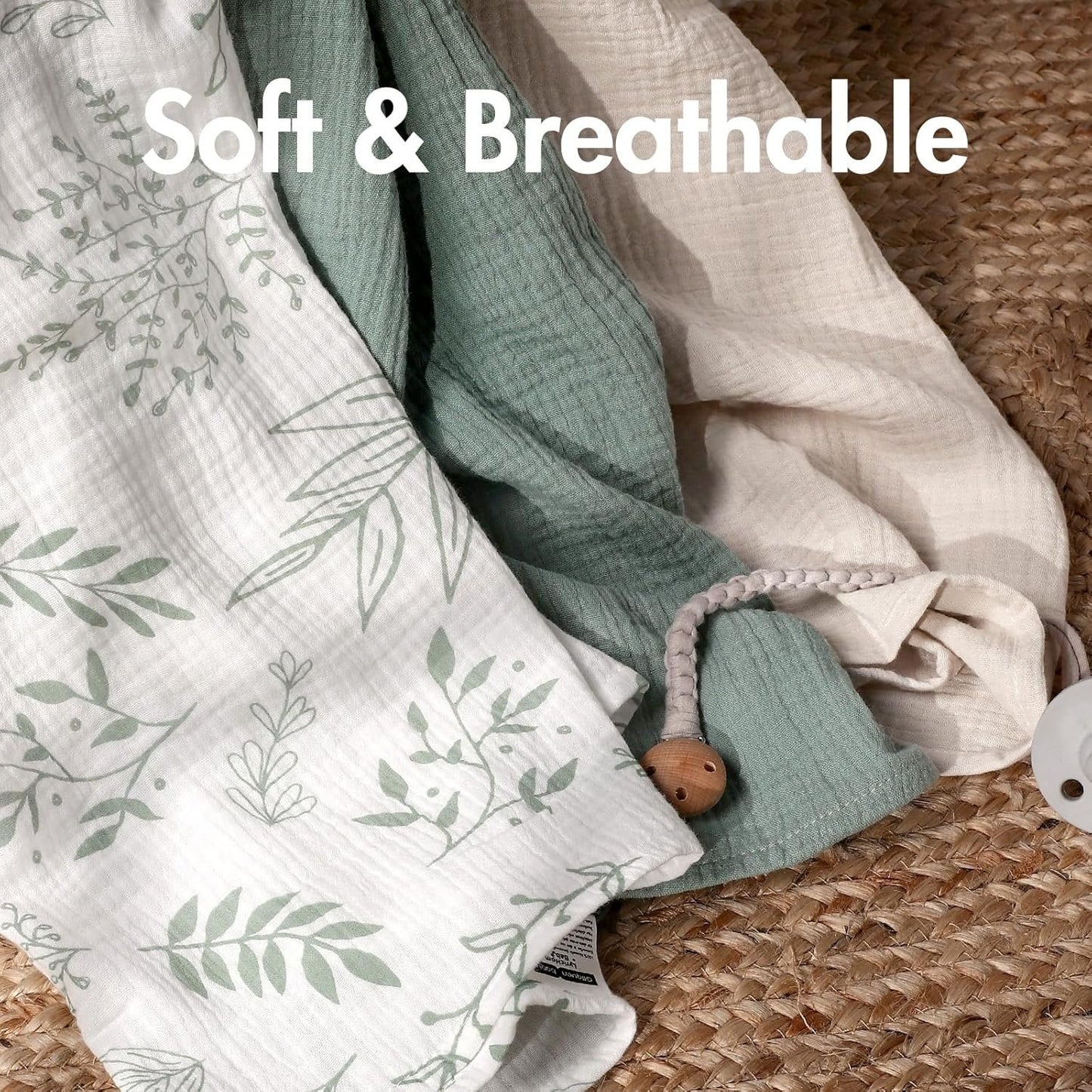 Muslin Swaddle Blankets for Newborn, 3 Pack Breathable Soft Receiving Blanket, Large 38 x 40 inches Swaddle Wrap Burping Clothes Diapers, Essentials Infant Shower Items, Toddler Gift (Bright Colors)