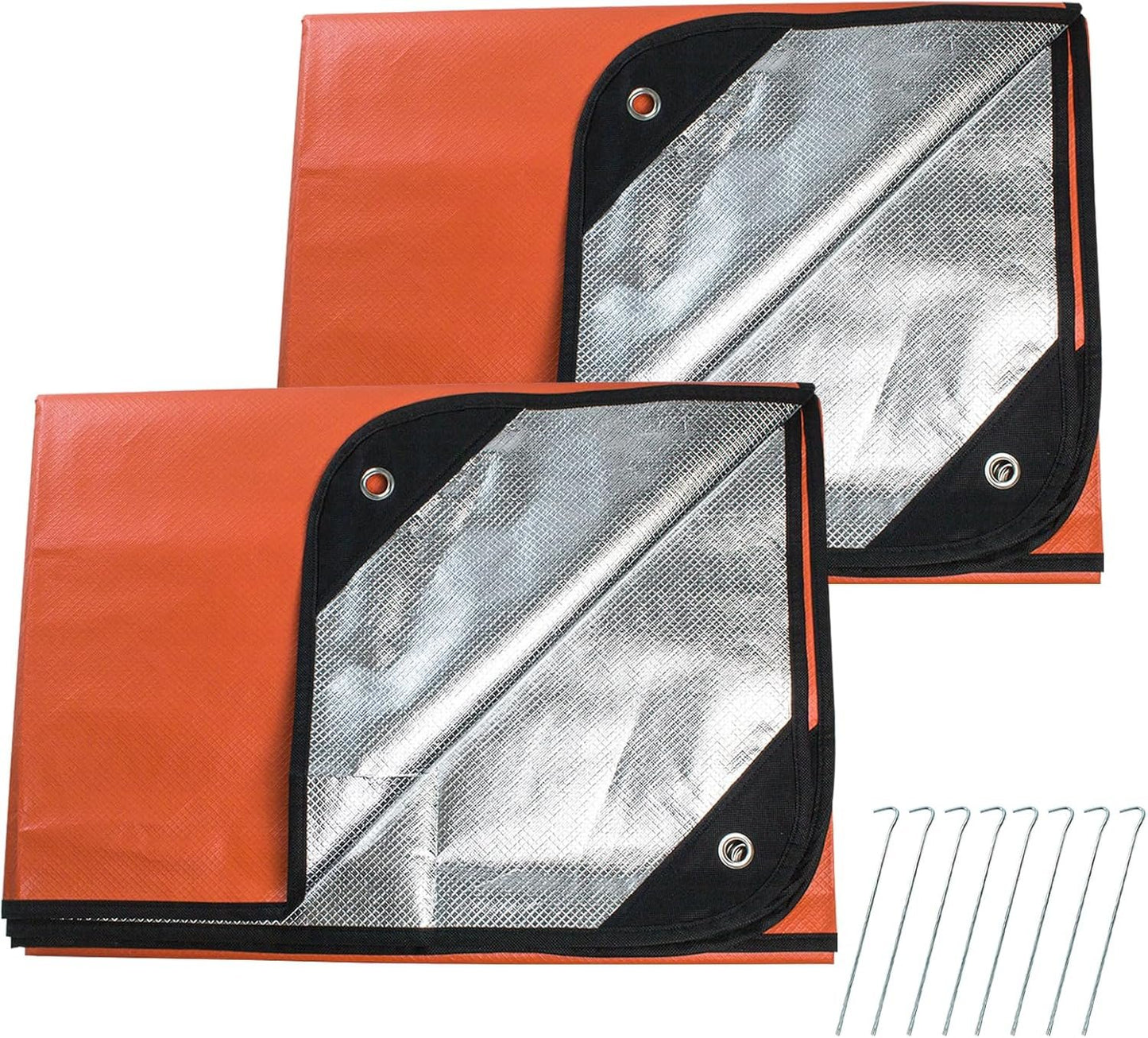 LeadCon 2 Pack Upgrade Survival Blanket – Insulated Thermal Reflective Tarp - 60" x 82". All-Weather, Reusable Emergency Blanket for Car or Camping, Orange