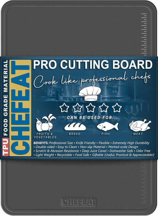 Extra Large TPU Cutting Board 17.3" x 12.6" – Flexible, Knife-Friendly, Scratch-Resistant, Dishwasher Safe, BPA-Free, Double-Sided Chopping Board with Juice Groove for Meat, Vegetables & More
