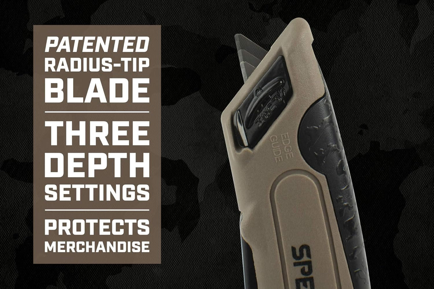 Spec Ops Tools Safety Knife Box Cutter, Includes Holster & Lanyard, 3% Donated to Veterans, Black/tan