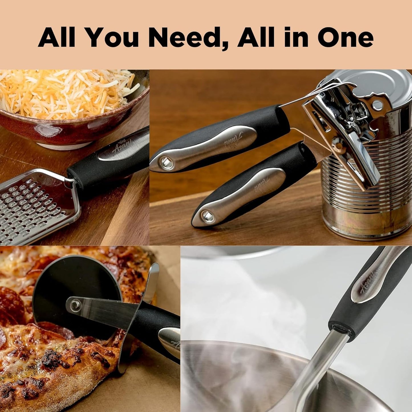 25-Piece Stainless Steel Kitchen Utensil Set | Non-Stick Cooking Gadgets and Tools Kit | Durable Dishwasher-Safe Cookware Set | Kitchenware Gift Idea, Best New Apartment Essentials