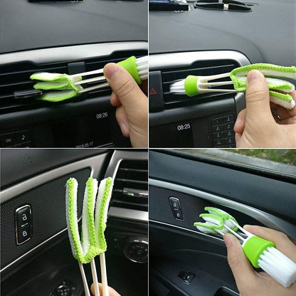 11Pcs Auto Detailing Set, Boar Hair Brushes, Steel Wire & A/C Brushes, Red, Soft Bristles, Wood Handles for Cleaning Interior, Exterior, Leather, 6 Sizes