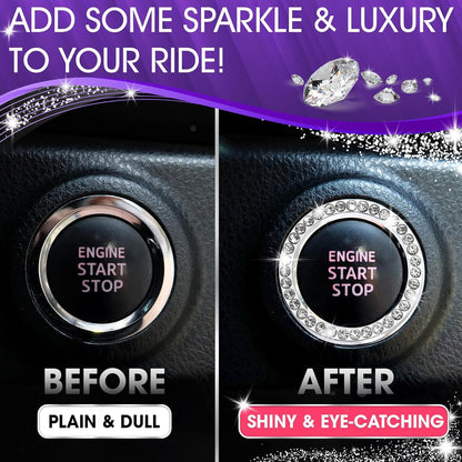 Bling Car Decor SD-1003 Crystal Rhinestone Car Bling Sticker Ring Emblem, Auto Start Engine Ignition Key & Button Bling, by (Silver) by