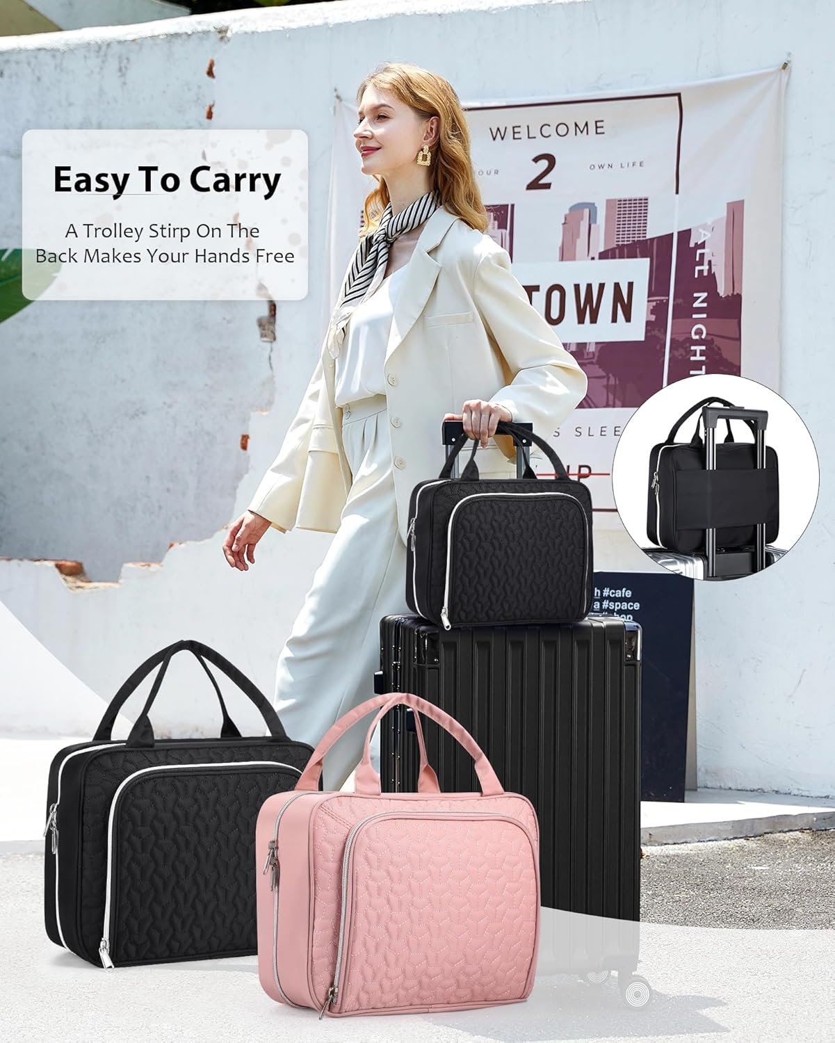 Lhelca Hanging Travel Toiletry Bag,Waterproof Makeup Cosmetic Bag Travel Organizer Wash Bag Travel Accessories Essentials Must Have