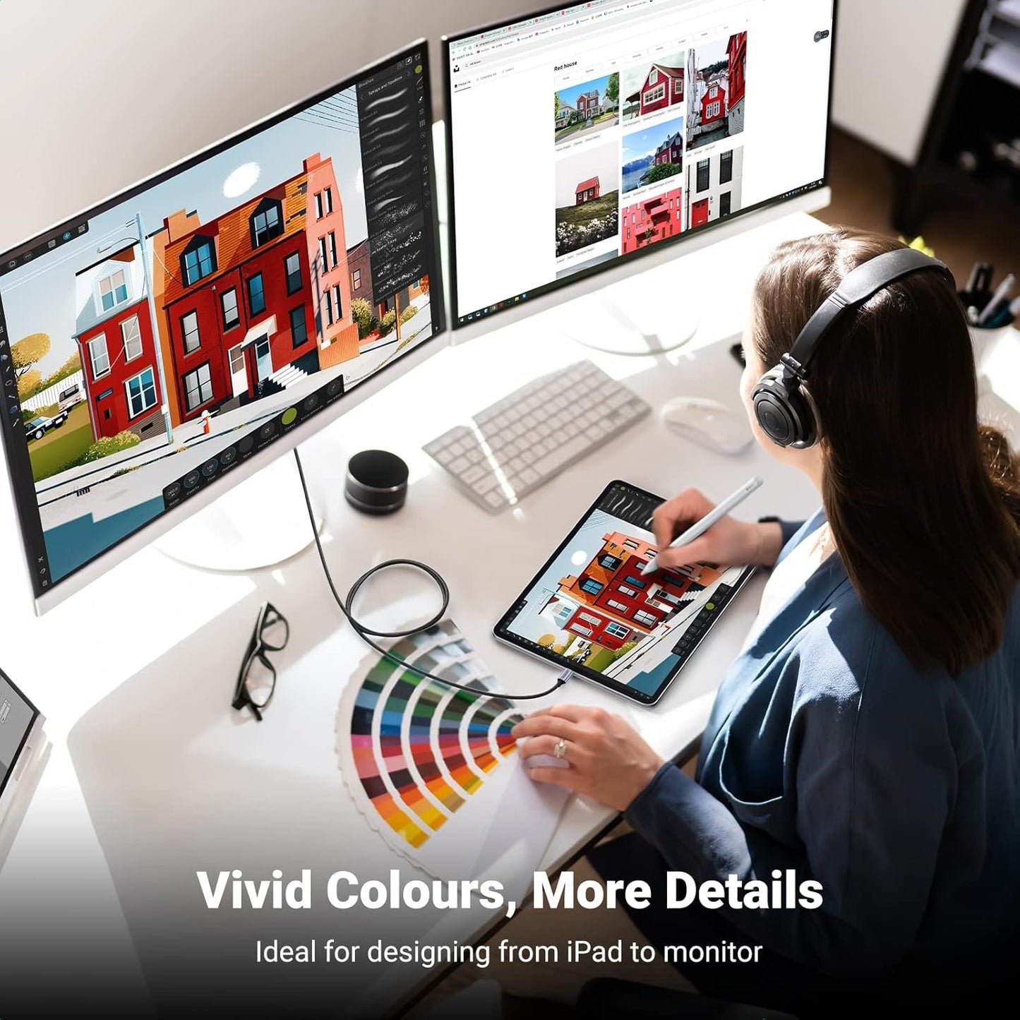 UGREEN 4K@60Hz USB C to HDMI Cable 2M, Type C Thunderbolt 4/3 Video Adapter for Home Office Compatible with iPhone 16/15 Pro Max Plus, MacBook Pro Air iPad Pro, XPS, Galaxy S24, Steam Deck