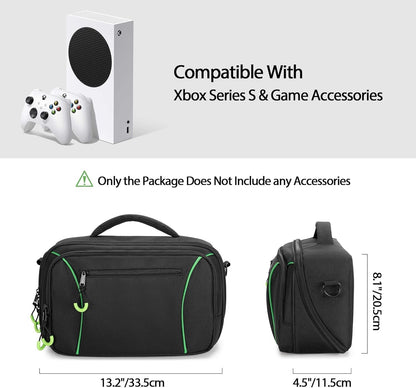 PGmoon Travel Carrying Case Compatible with Xbox Series S, Storage Carry Bag with Padded PE Foam Liner for Controllers, Cables and More Accessories (Patent Design)