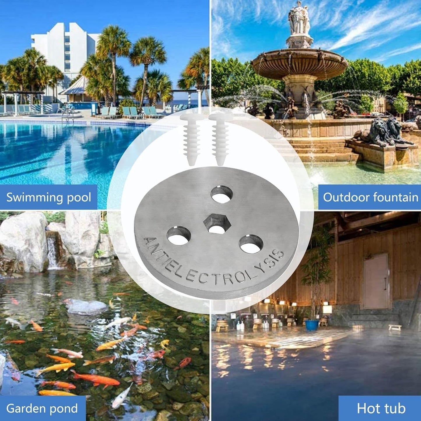 Zinc Anode, Saltwater Pool Plate, 3.15x3.15x0.39inch, Equipment Protection Accessory, Resistant Block, Standard Size, Ideal for Outdoor, Indoor, Swimming Pool Use