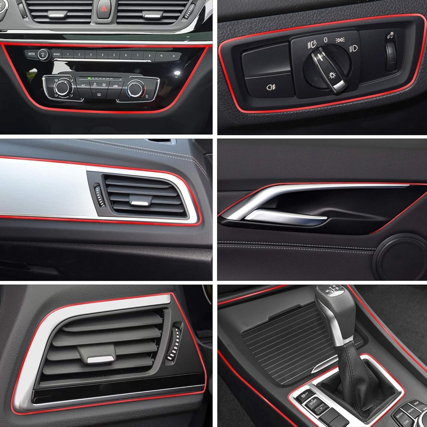 TOMALL Car Interior Moulding Strip Car Decorative Filler Insert Strips 5M(16ft) Flexible Electroplating Decoration Styling Dashboard Accessories with Installing Tool (Red)