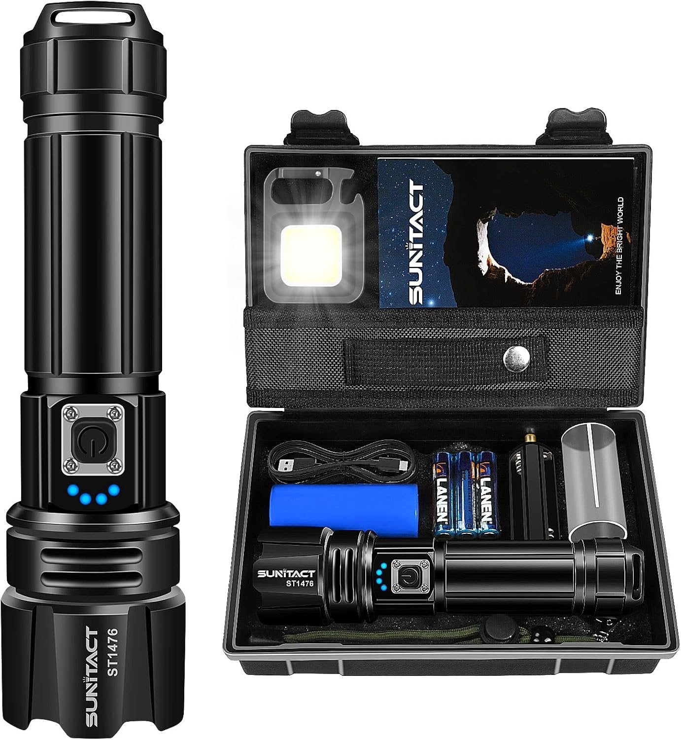 Flashlight Rechargeable, Sunitact Led Flashlights 990000 Lumens Flash Light, Brightest Flashlight Powerful XHP70.2, Tactical Flashlight Military High Power Flashlight Super Bright, for Camping Hiking