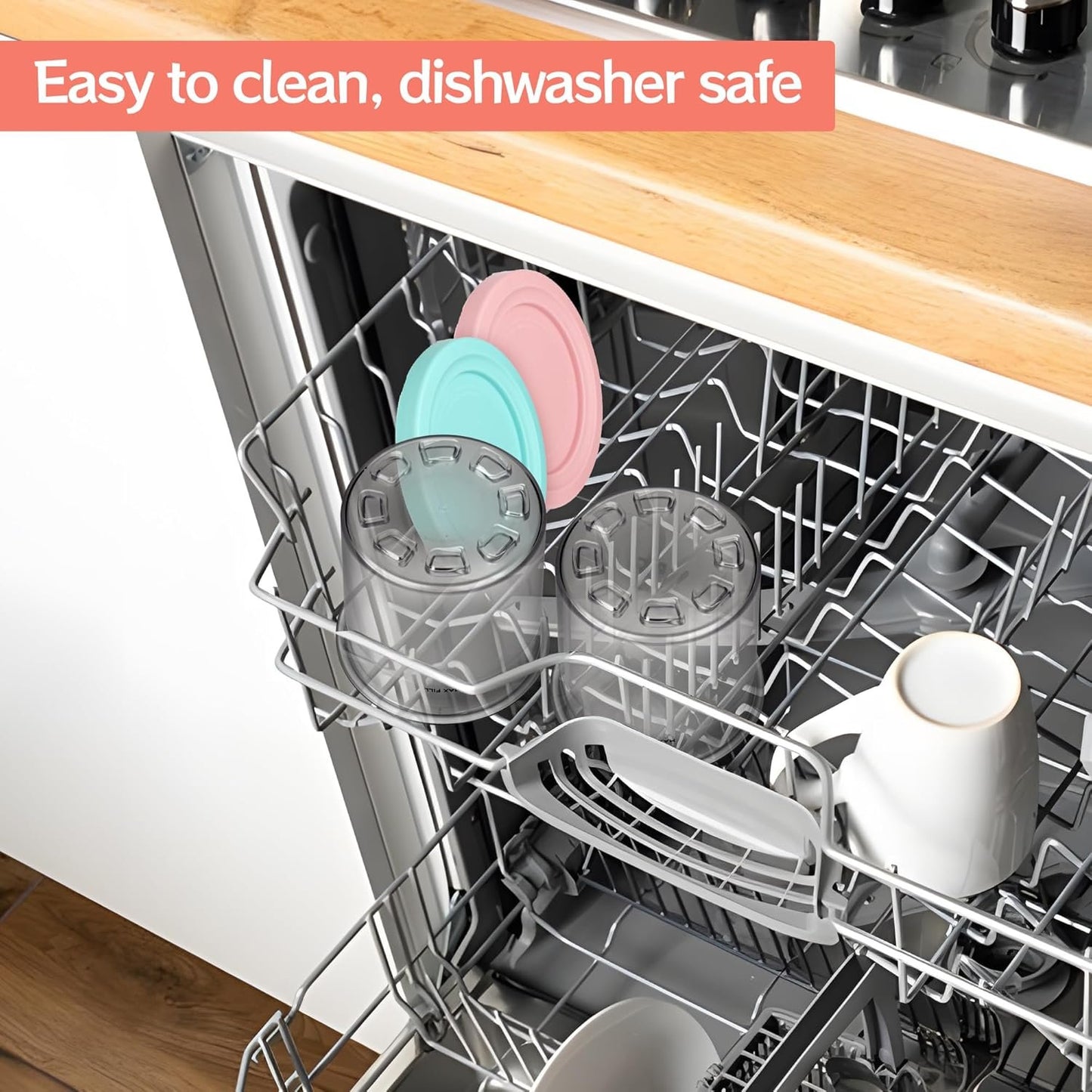 Containers Replacement for Ninja Creami Pints and Lids - 4 Pack, 16oz Cup Compatible with NC301 NC300 NC299AMZ Series Ice Cream Maker, BPA Free Dishwasher Safe Leak Proof