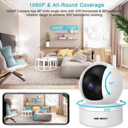 [Auto Tracking] Home Security Camera WiFi, GENBOLT Indoor Baby Monitor Surveillance Camera with Humanoid Detection, Nanny Pet Cam with Auto Cruise,1080P Loop Recording with Audio Baby Cry Alarm (2024)