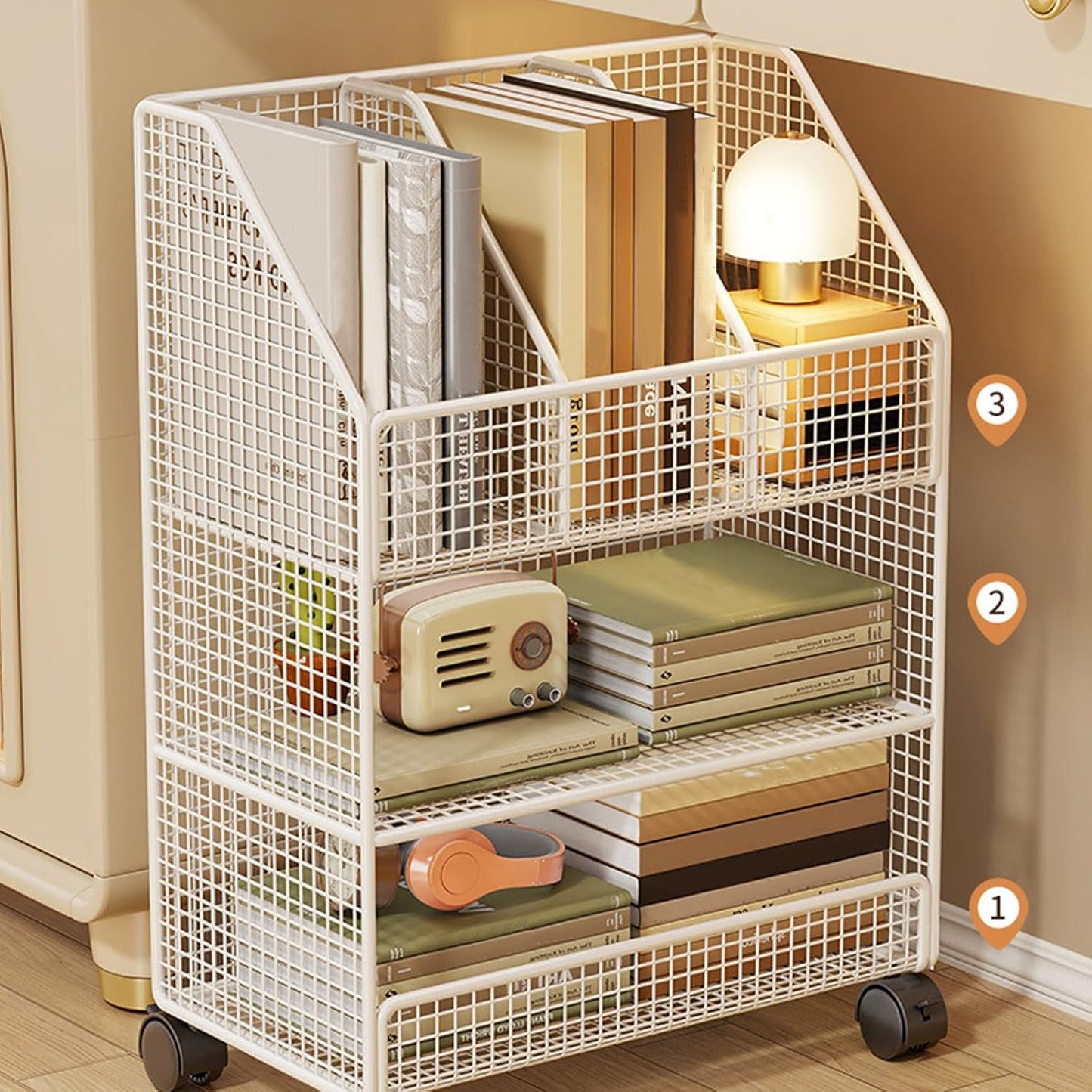 Duyeuau Mobile Storage Box with Wheels for Easy Movement and Multi-Layer Design to Maximize Space in Bedroom or Living Room