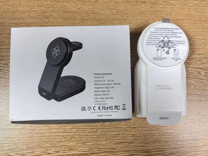 Foldable Magnetic Wireless Charger Compatible with Apple Devices,3 in 1 Wireless Charging Station for iPhone 16/15/14/13,Apple Watch Ultra 2/Ultra/Seires 10/9/8/7/6/5/4/SE,Air-Pods 4/3/Pro/2 (White)