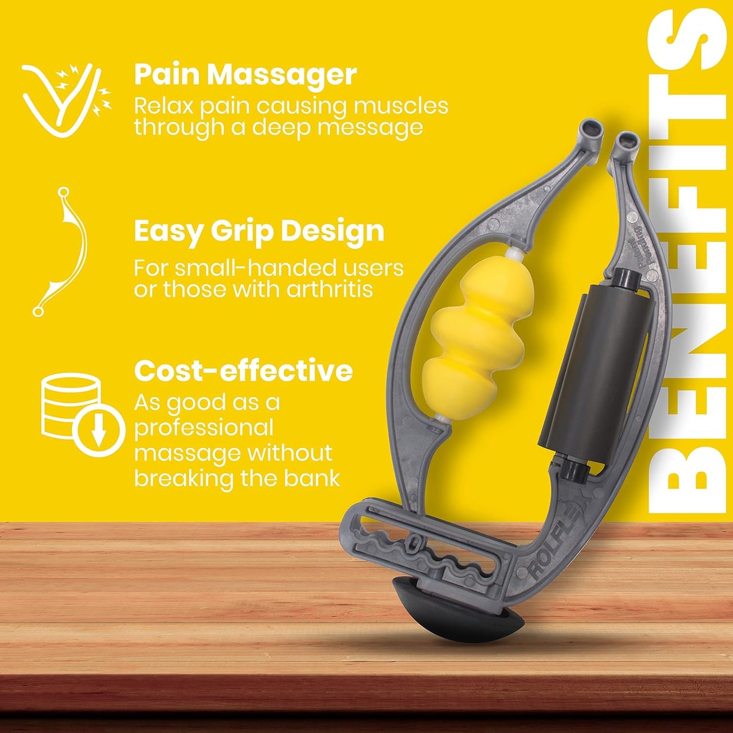 Rolflex Pro W/Dual Stability Rollers (DSR) - Best Myofascial & Trigger Point Full Body Tool - Foam Roll Over 95% of Your Body with Leverage Instead of Gravity