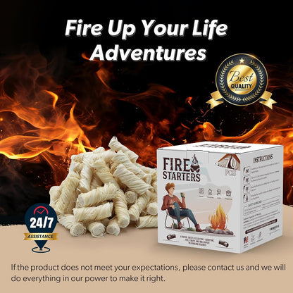 70 pcs Fire Starter, Natural Fire Starters for Fireplace Indoor, Campfires, Grill, Wood Stove, Fire Pit, Smoker, Chimney, Pizza Oven - All-Weather Indoor/Outdoor Charcoal Starters, Eco Friendly