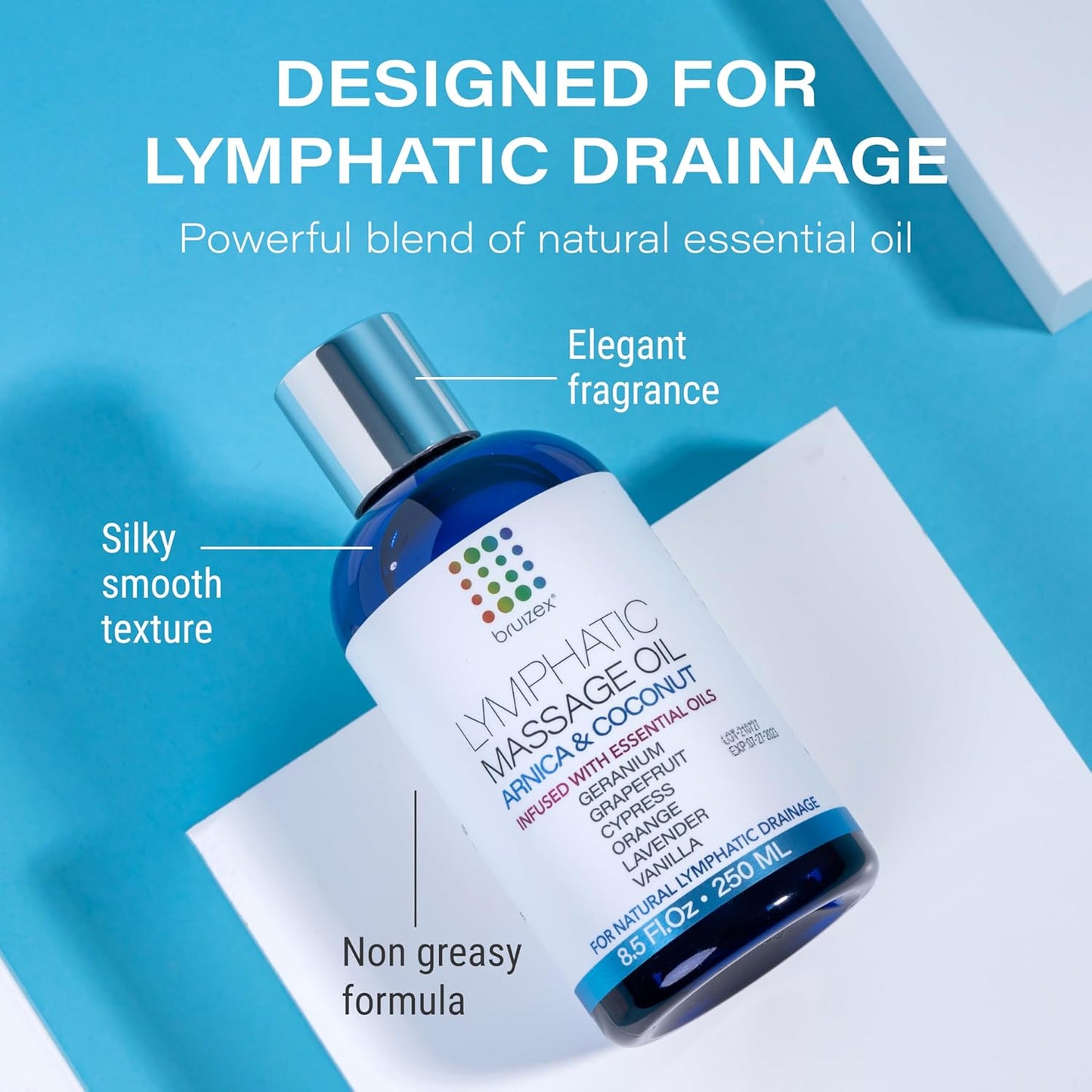 Bruizex Lymphatic Massage Oil: Natural Arnica & Lavender Oil for Post Surgery Recovery, Swelling & Water Retention Relief. Ideal for Liposuction, BBL, Tummy Tuck & More. 8oz by Bruizex