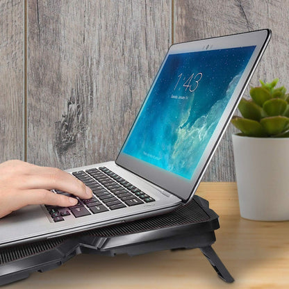 KLIM Wind - Laptop Cooling Pad - The Most Powerful Rapid Action Cooling Fan - Laptop Stand with 4 Cooling Fans at 1200 RPM - USB Fan - Compatible New Version - Cyan