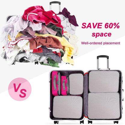 G4Free 3/6/7pcs Packing Cubes Suitcase Organizer Bag Folding Clothes Bag Shoe Storage Cubes Packing Cubes for Clothing Luggage Travel Set
