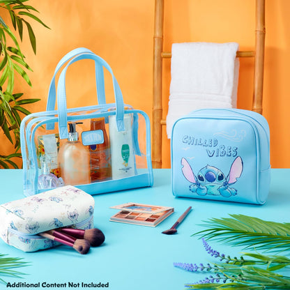 Disney Stitch, Set of 3 Women's Girl Makeup Bag, true blue / vintage white, Taglia Unica, Beauty Case
