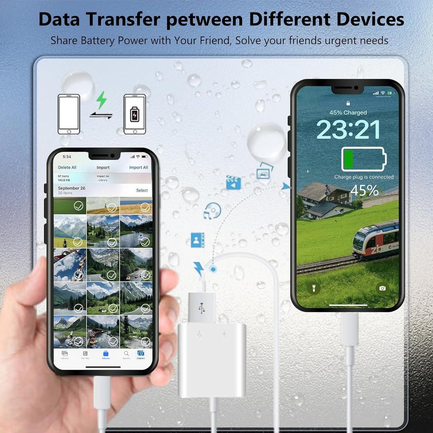 Lightning to USB Camera Adapter for iPhone with Charging Port USB 3.0 Female OTG Cable for iPhone to Connect USB Flash Drive U Disk Keyboard Mouse Hubs Midi