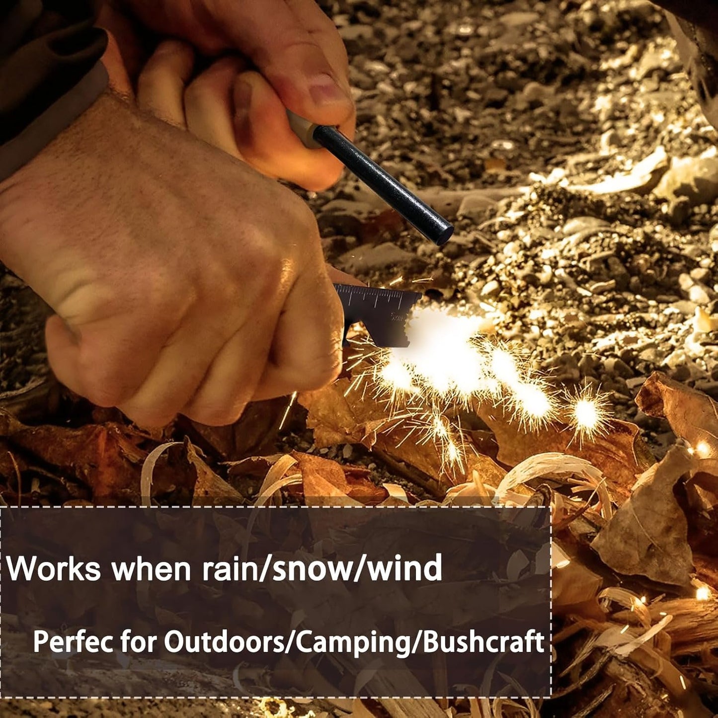 Qsxou Fire Starter Survival Tool Outdoor Flint and Steel Starter with Compass,16,000 Strikes Portable Outdoor Survival Multi-Tool Kits for Camping, Hiking and Backpacking Gear