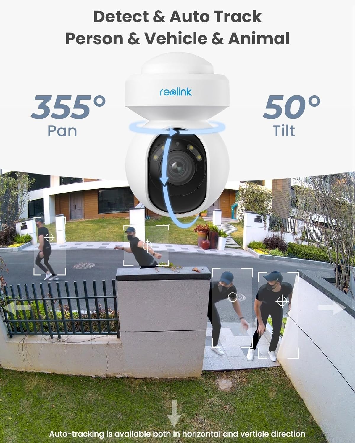 Reolink E1 Outdoor WiFi Security Camera, 5MP HD PTZ Cam for Home Surveillance, Auto Tracking, Dual Band 2.4 / 5GHz Wi-Fi, 3X Optical Zoom, Smart Motion Detection, Color Night Vision, Waterproof