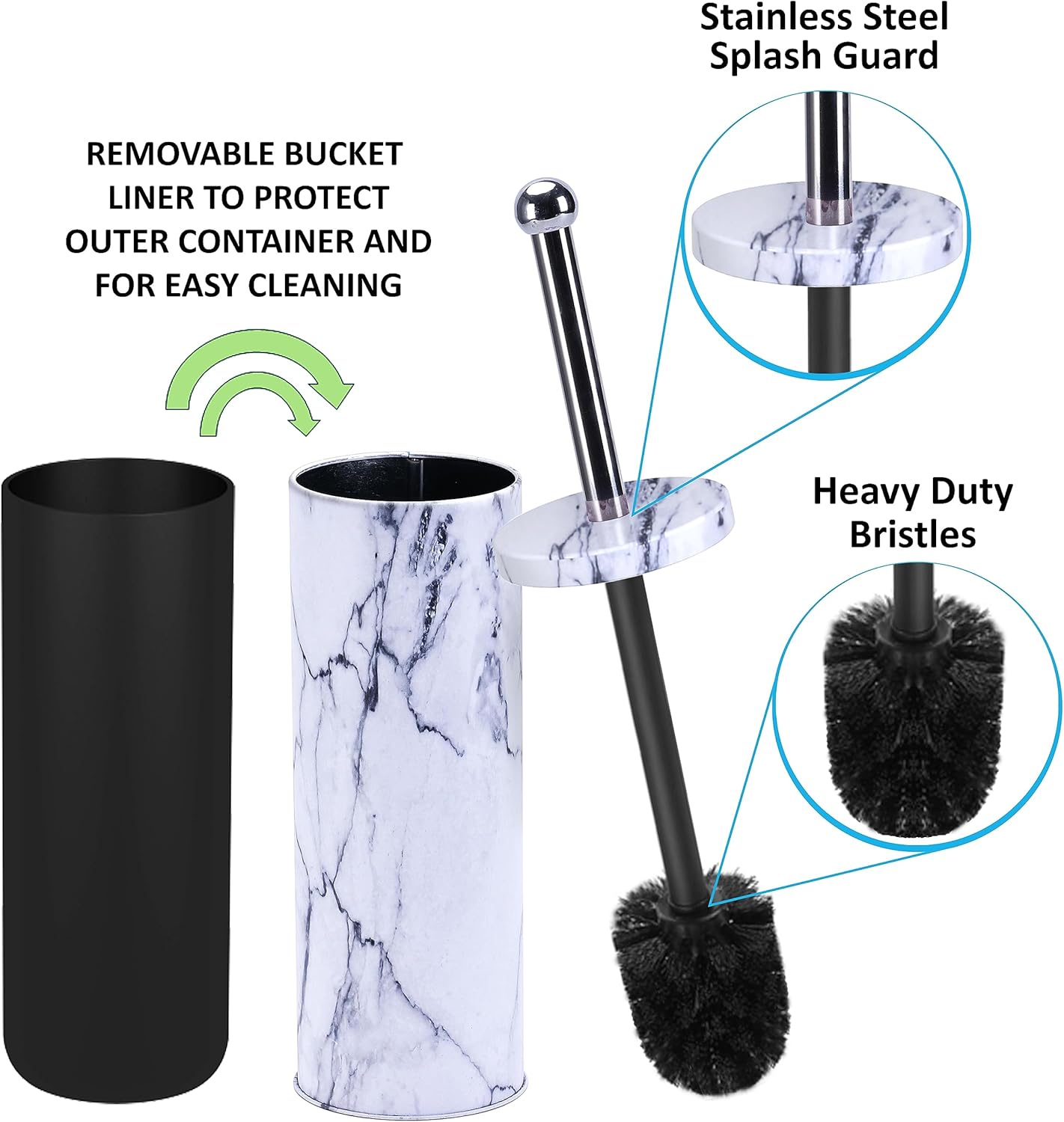 Deep & Sturdy Toilet Bowl Brush with Holder - Durable Scrubbing - Toilet Cleaners - Household Essentials - Silicone Brush - Bathroom Cleaner - Cleaning Supplies - Household Supplies, White