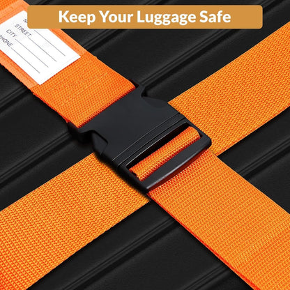 4 Pack Luggage Straps, 2M Adjustable Belts Keep Suitcase Secure While Traveling, with Name ID Card, Luggage Accessories to Secure Bag Cargo Safe Quick-Release (Orange)