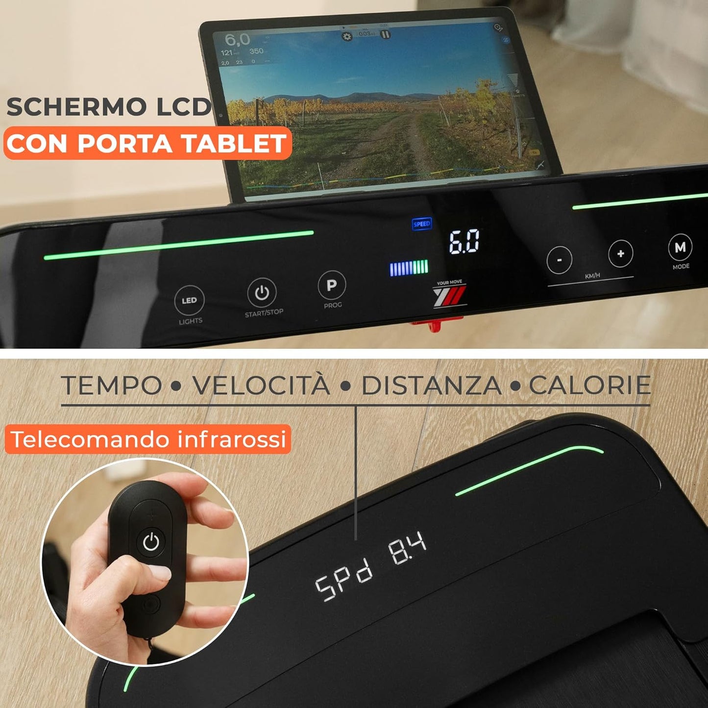 YM Next 6000 Folding Electric Treadmill, 16 km/h, Italian Brand, Space-Saving, Bluetooth + Kinomap Zwift Bitgym Fithome, Super Compact (13 cm Closed), Italian Assistance