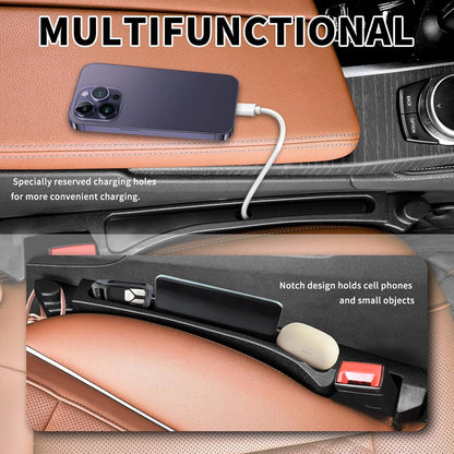 2PCS Upgrade Car Seat Gap Filler,Multi-Function Car Gap Filler with Car Organizer,Hook,Charging Hole,Universal Car Seat Gap Filler Organizer Car Interior Accessories for Most Vehicles