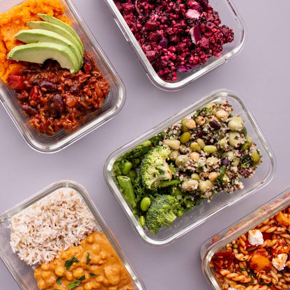 Glass Meal Prep Containers - [5 Pack] - Glass Storage containers, airtight - Food prep containers with lids - Glass Food containers with lids - Glass Lunch Box