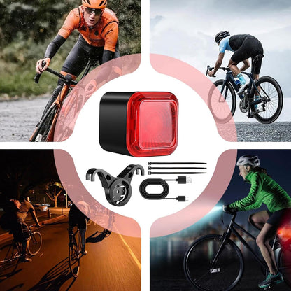 Smart Cycling Tail Light, Brake Sensing Rear Light, 6 Lighting Modes, Digital Power Display, Vibration Sensor, Waterproof Ip55, Rechargeable, Road Mountain City Commuting
