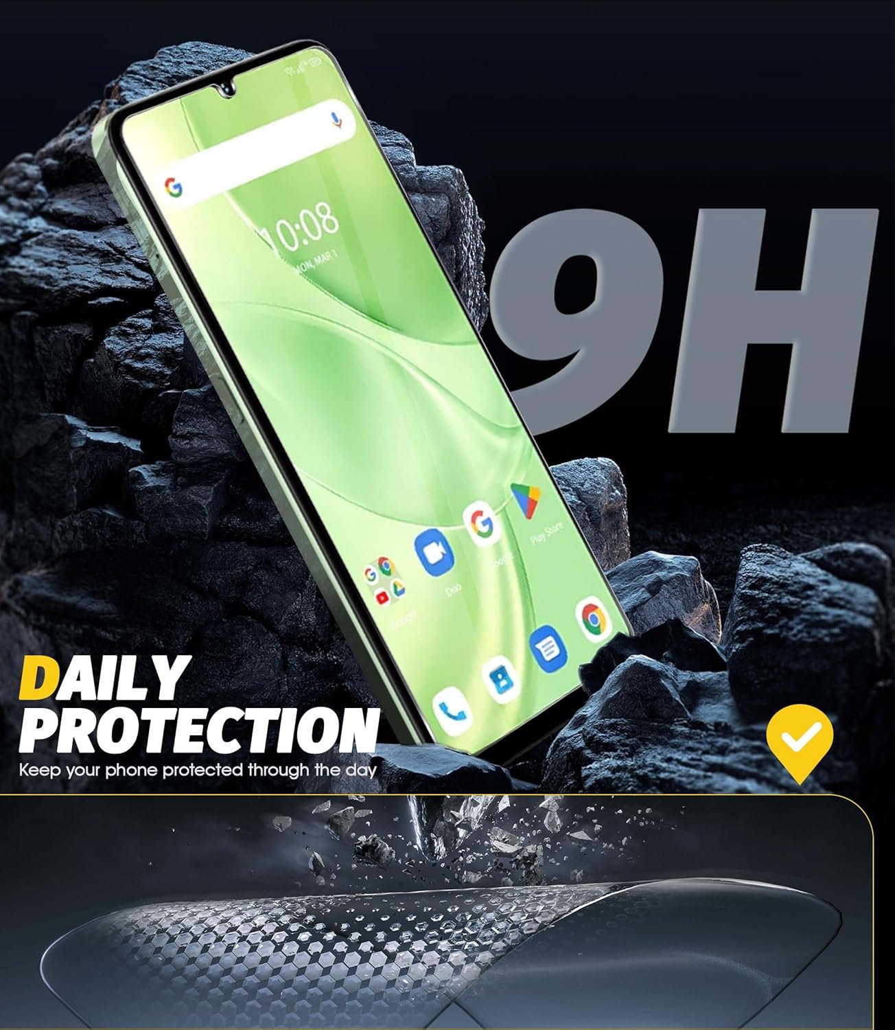 (3 Pack) Orzero Compatible for UMIDIGI G9 5G / G9A / G9C / G9T Tempered Glass Screen Protector, 2.5D Arc Edges 9 Hardness High Definition Bubble-Free