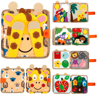 Quiet Book for Toddlers 1-3, Activity Book, Montessori Busy Board for Boys and Girls, Educational Sensory Learning Toys, Animals Sensory Books, Felt Toddler Travel Toys