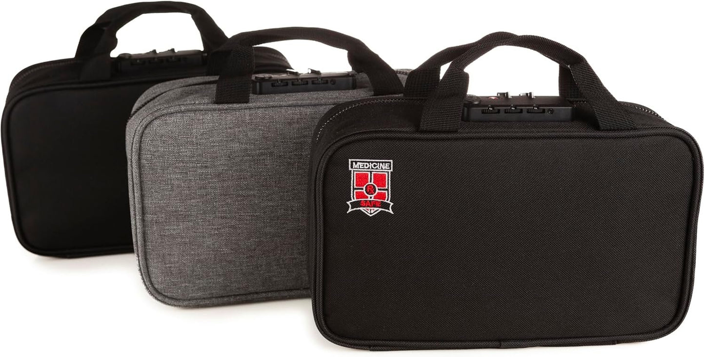 Medicine Safe MTB-1 TSA Approved Locking Toiletry Organizer and Medication Travel Bag for Men and Women, Small Carry On, Non-Hanging, Black with Logo, 10.2 x 7.5 x 1.6 inches